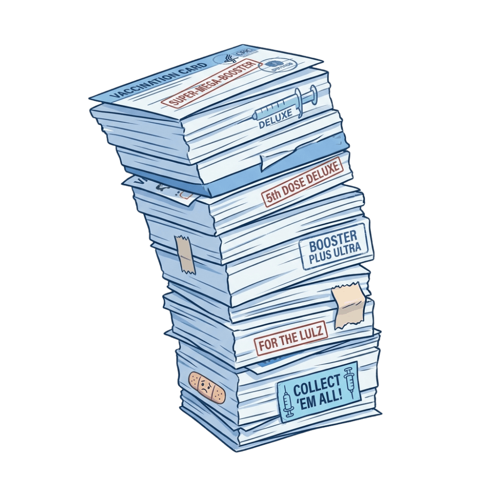 Tall stack of booster cards